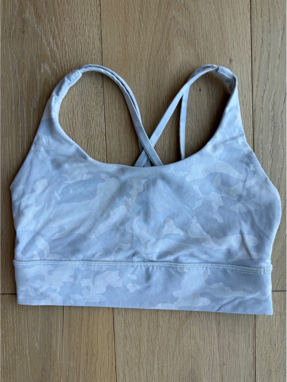 Lululemon Energy Bra Longline Light Grey Camo Size 8